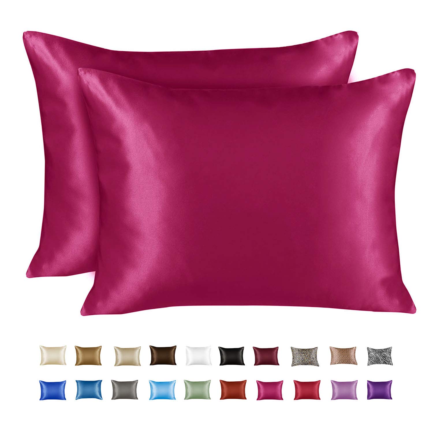 Sponsored Ad - ShopBedding Luxury Satin Pillowcase for Hair – Queen Satin Pillowcase with Zipper, Raspberry (Pillowcase Se...