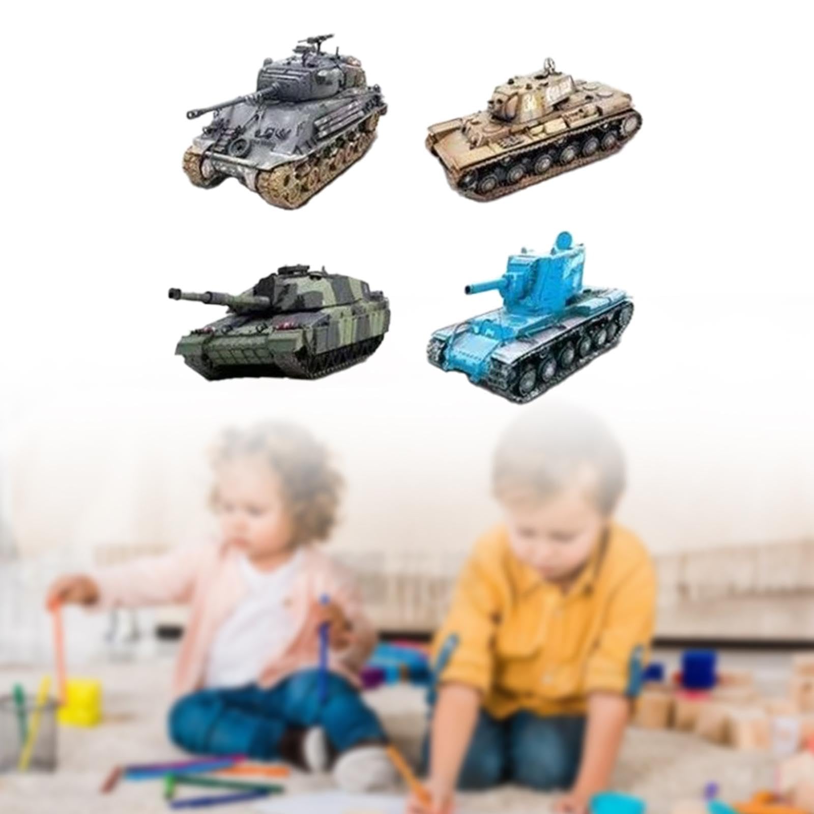 Milageto 4 Pezzi di Carri Armati da 4 Pezzi di Carri Armati 4D Collezione Modello di Giocattoli interattivi per Le Vacanze per Bambini Decorazioni per Bambini