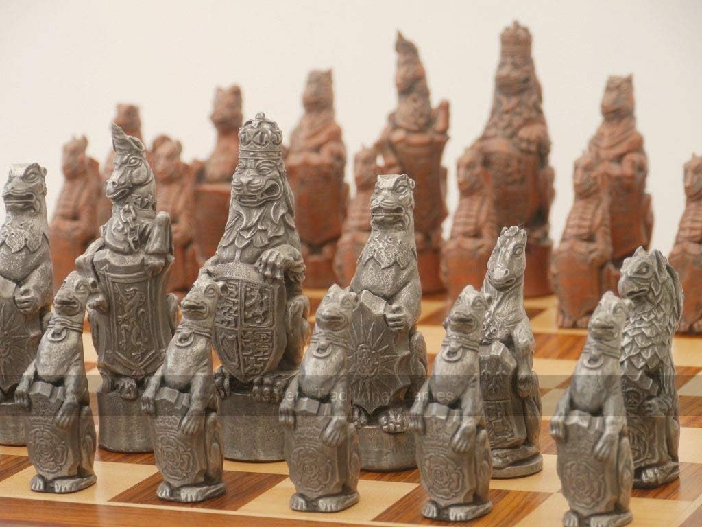 Berkeley Royal Beasts Chess Set - Metal (Steel and Copper finish, board not included)
