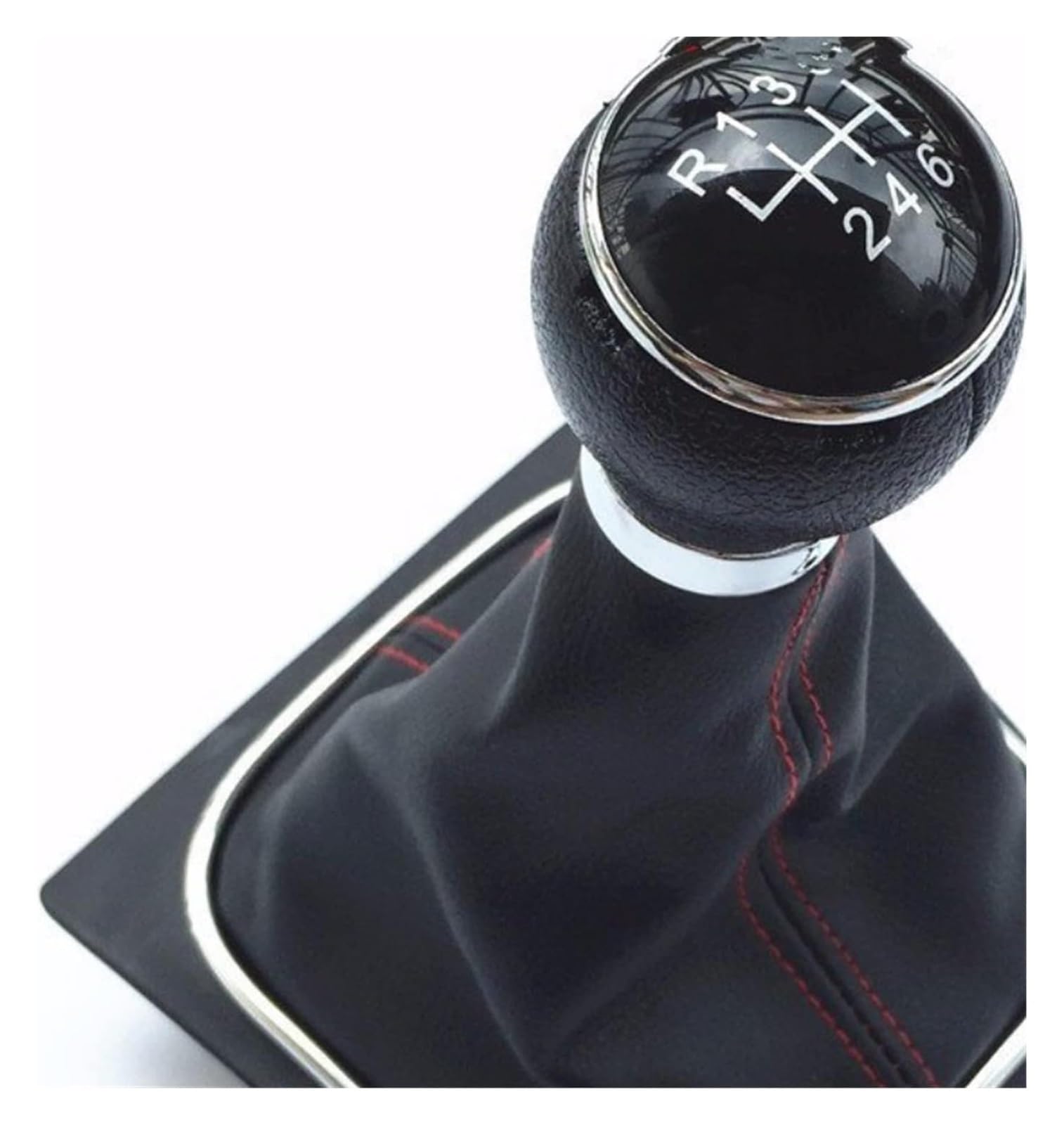 UTONGMU Manual Gear Shift Knob for VW for Golf 5 V MK5 MK6 for Jetta R32 for Rabbit 6 Speed Stick Gear Shift Knob with Leather Boot Collar Case(6 Speed Black B)