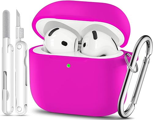 Miniatura 33 de Funda para AirPods 4, color rosa con kit de limpieza, funda de silicona suave para Airpod 4, compatible con Apple Airpods de 4ª generación 2024,