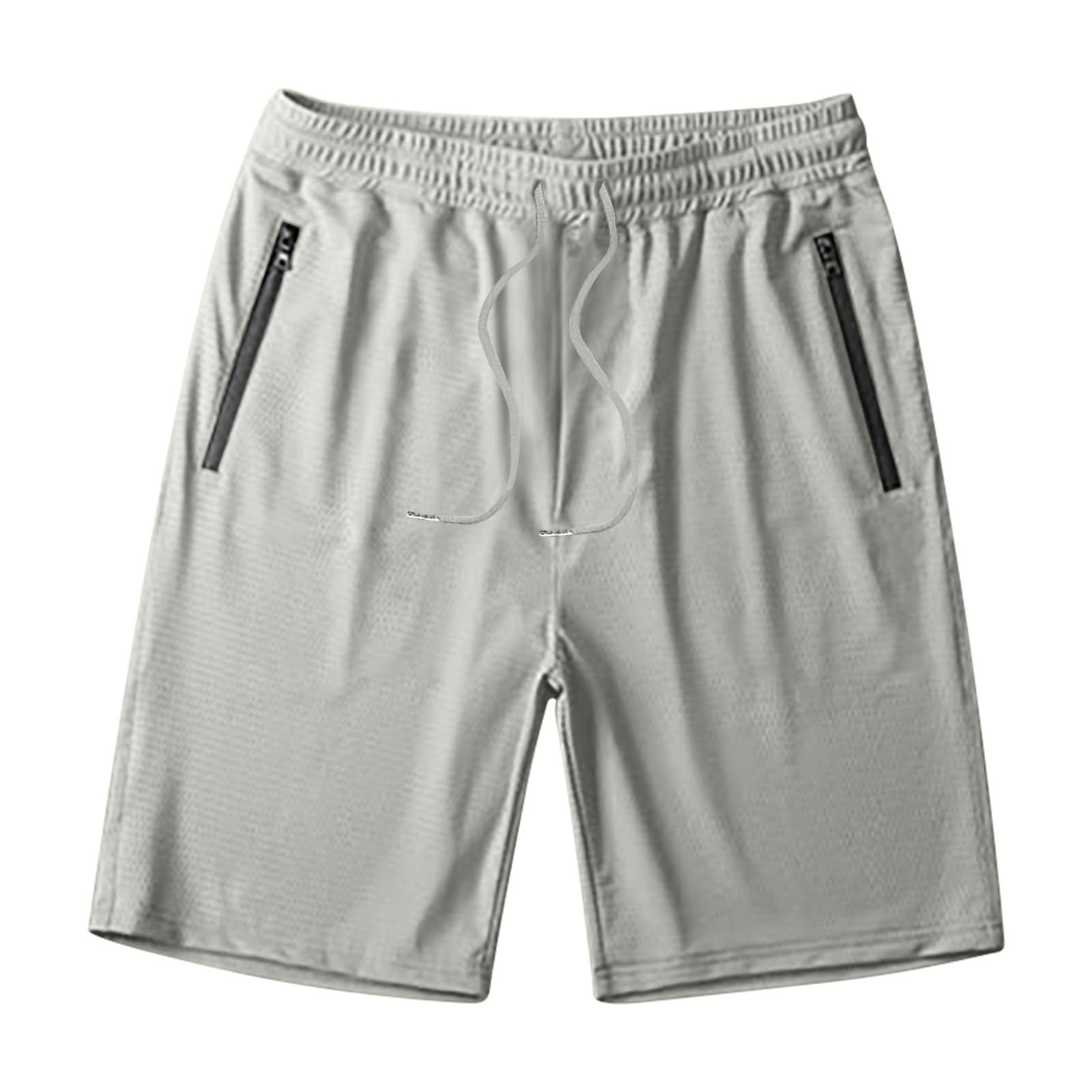Mens Cozy Athletic Shorts with Zipper Pocket Drawstring Basketball Sport Workout Shorts Gym Quick Dry Short Pant
