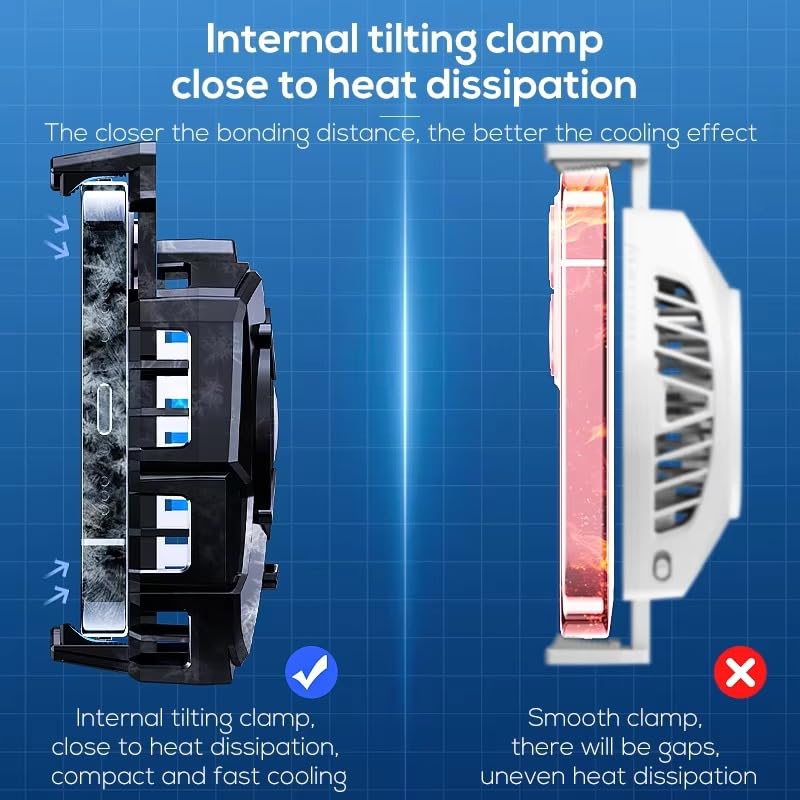 Image of BKN Fast Cooling X Memo DLA7 Mobile Cooler with Blue Light Adjustable Portable Gaming Semiconductor Cooling Radiator for Gaming, Live Streaming with 2 Speed Gears