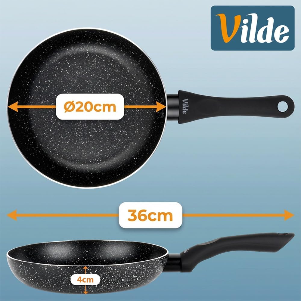 Vilde SIMPLE HOME patelnie granitowe 16/20/24/28 cm 4 sztuki