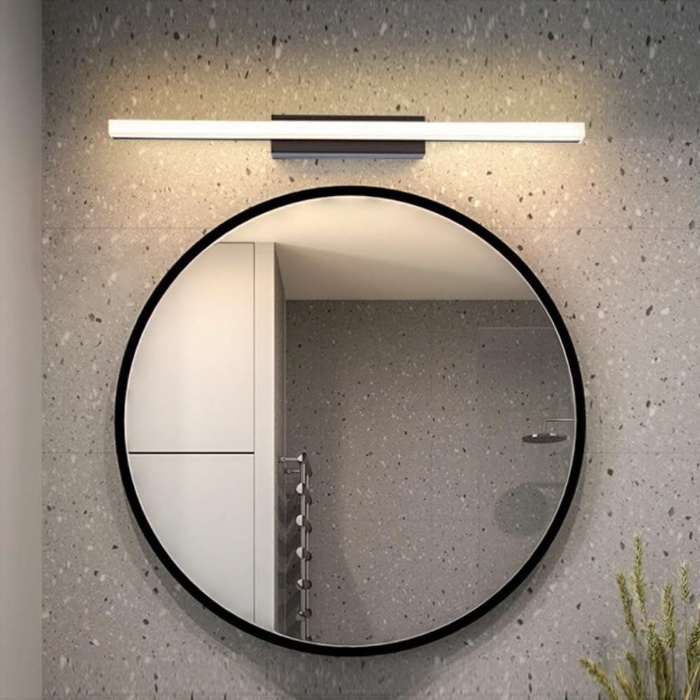 Lampada da Specchio Luce Bagno a LED IP44 Lampada,Specchio Frontale/Armadio/Illuminazione a Parete Applique da parete Lampada da Lettura da Comodino Luci da parete (Nero 80cm,3000K)