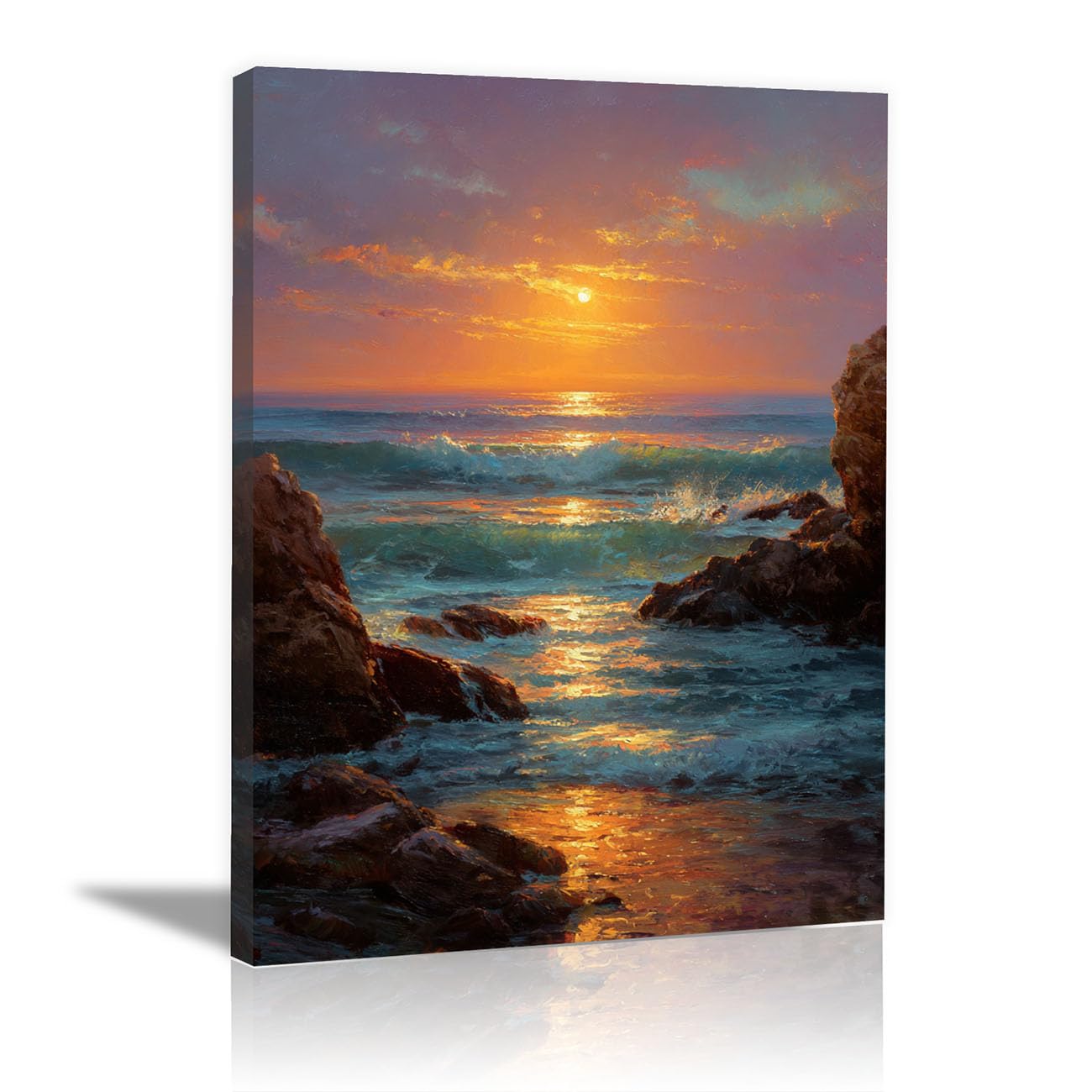 Tableau decoration murale coucher de soleil orange 40x60cm encadrée pour salon