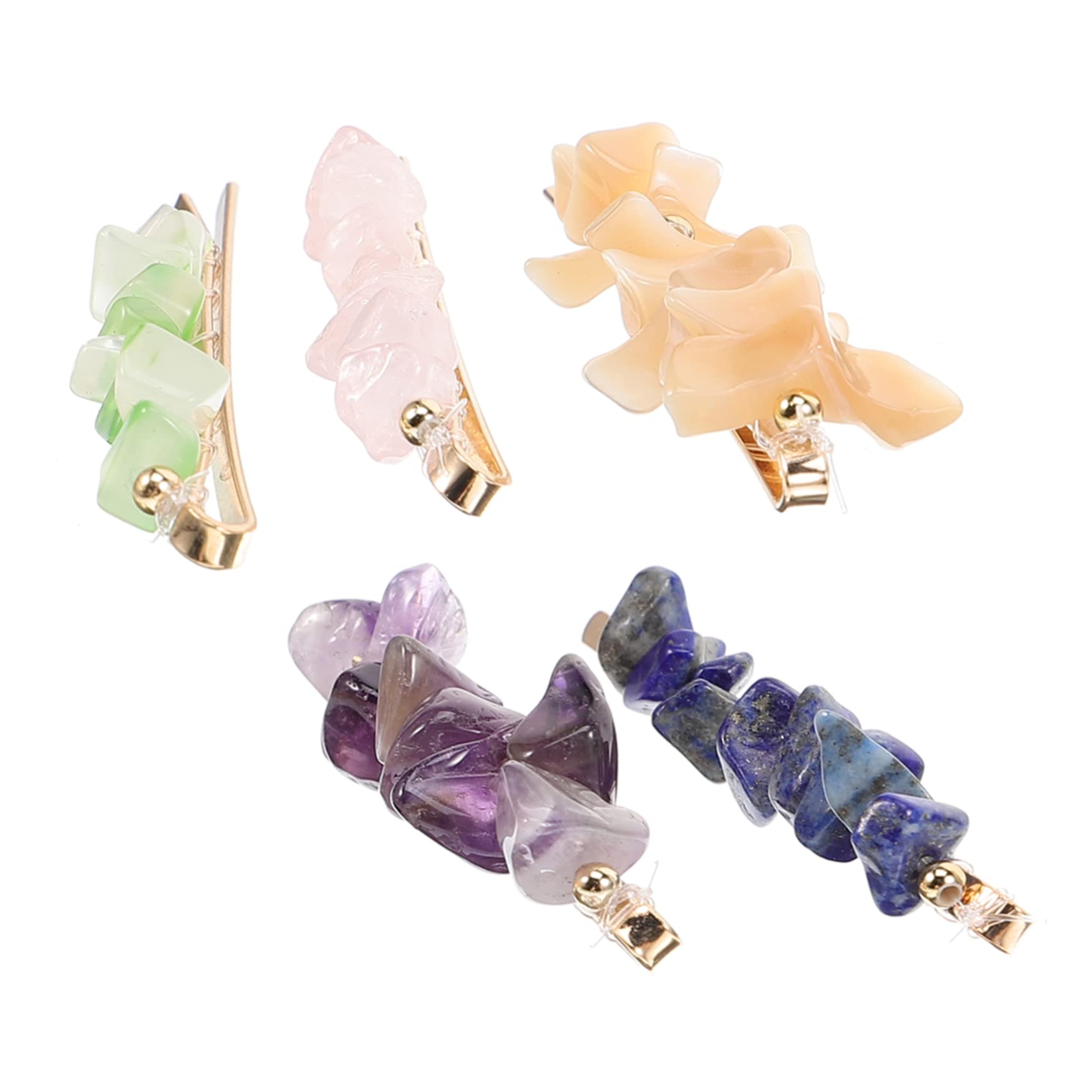 FRCOLOR 15piezas Horquillas De Pelo De Para Mujer Accesorios De Cabello Elegantes Cristales Horquillas Metálicas De Lapislázuli Cuarzo Rosa Beige Verde
