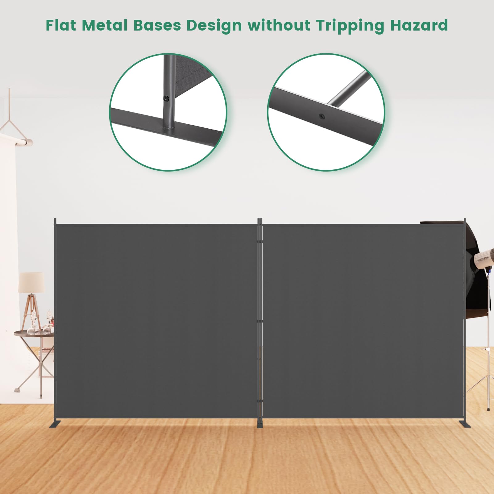 Helios&Hestia Cloison de séparation d'intérieur pliable à 2 panneaux de 1,8 m de haut, écran d'intimité portable, séparateur de séparation autonome, séparation temporaire du mur pour chambre à