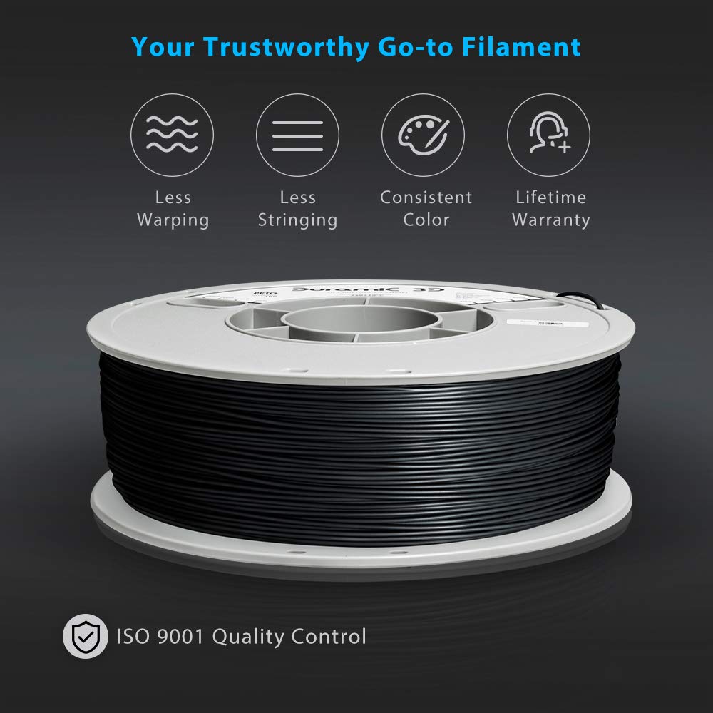 DURAMIC 3D PETG Filament 1.75mm Black, 3D Printing Filament 1kg Spool(2.2lbs), Black Filament 1.75mm Dimensional Accuracy +/- 0.05 mm Non-Tangling Non-Clogging Non-Stringing : Industrial & Scientific