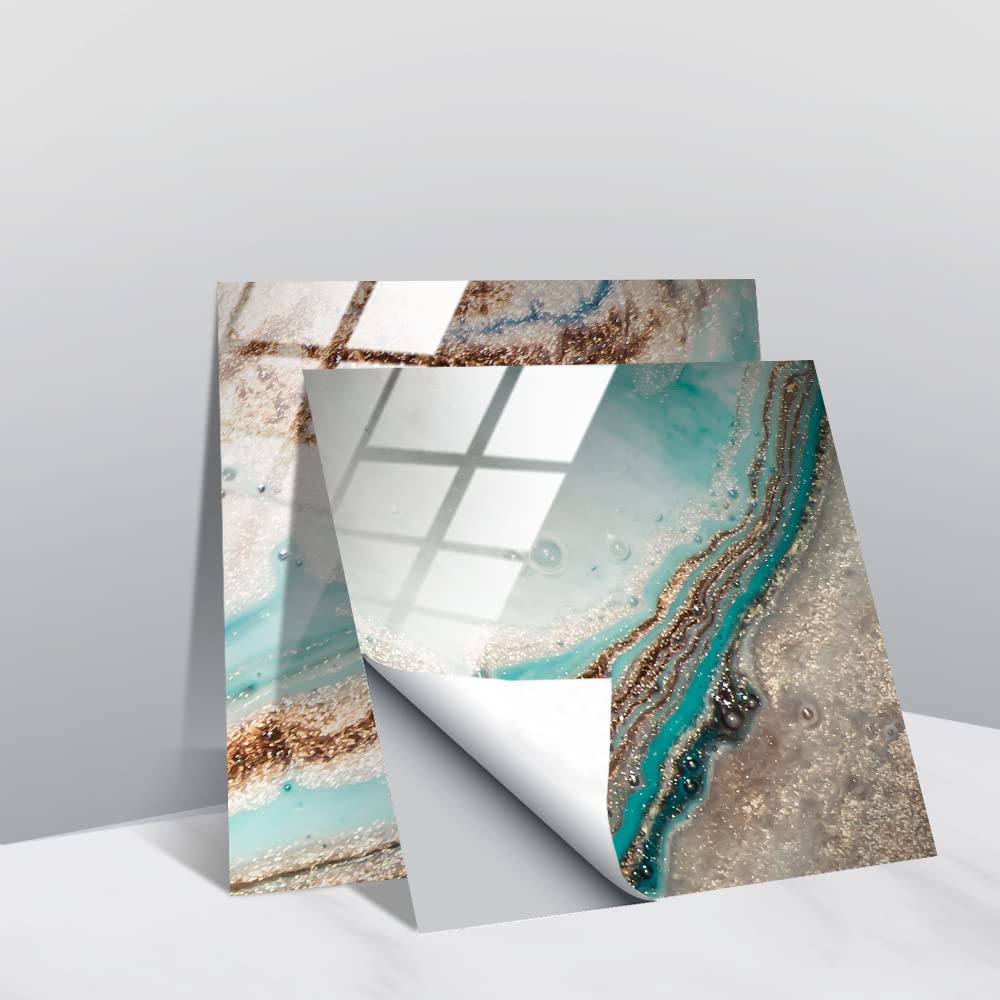 LMYSXAOZ 20 PCS Marble Tile Stickers, Self Adhesive Wall Tiles for Kitchen Bathroom, Oil Proof Peel and Stick DIY Modern (20x20cm)