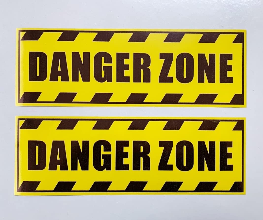 Outdoor/Indoor (2 Pack) 9.8" x 3.3" - Danger Zone - Notice Caution Warning Sign Back Self Adhesive Yellow Vinyl Decal Label Sticker