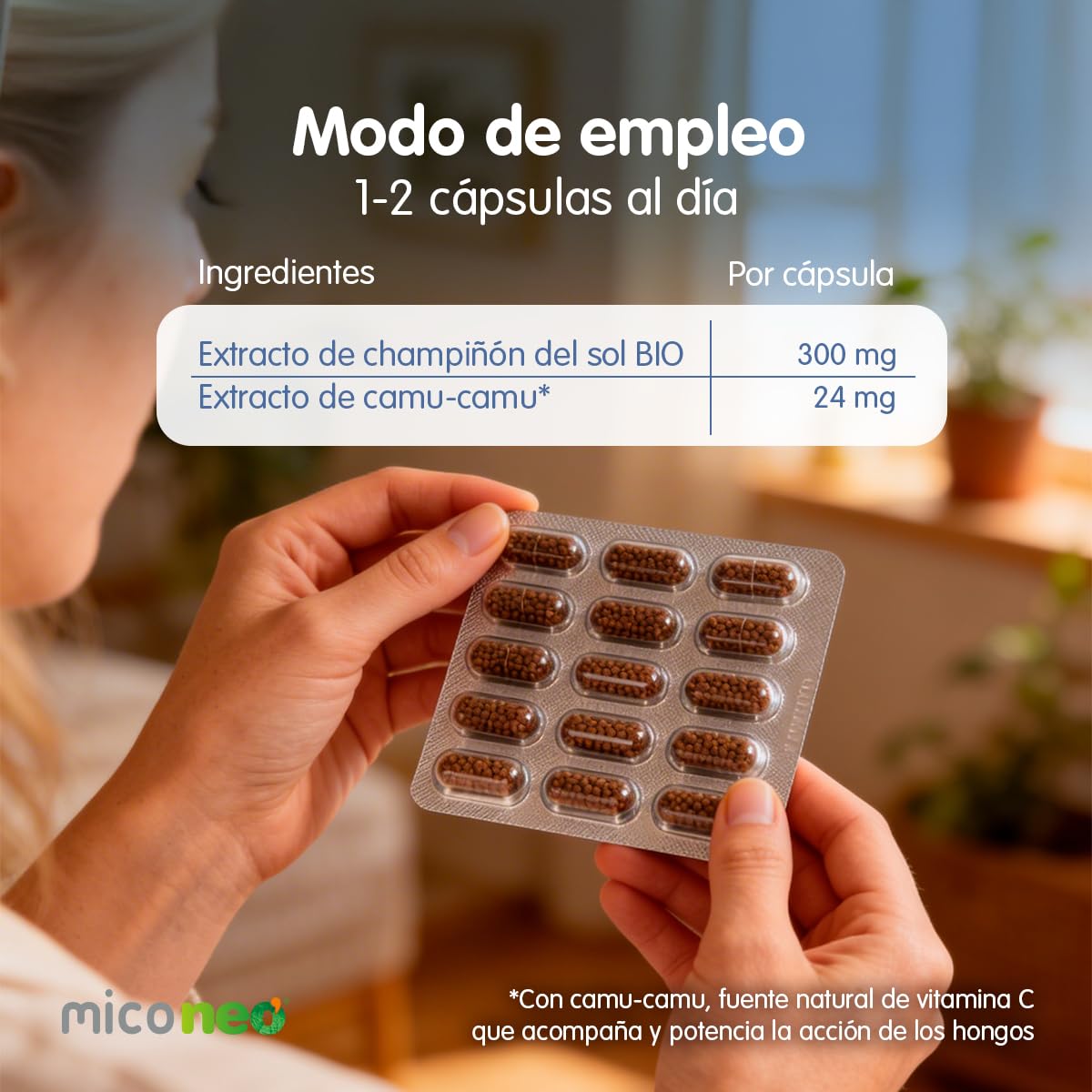 Mico NEO | Champiñón del Sol | 60 Cápsulas | Suplemento Alimenticio Natural | Elaborado con Hongos
