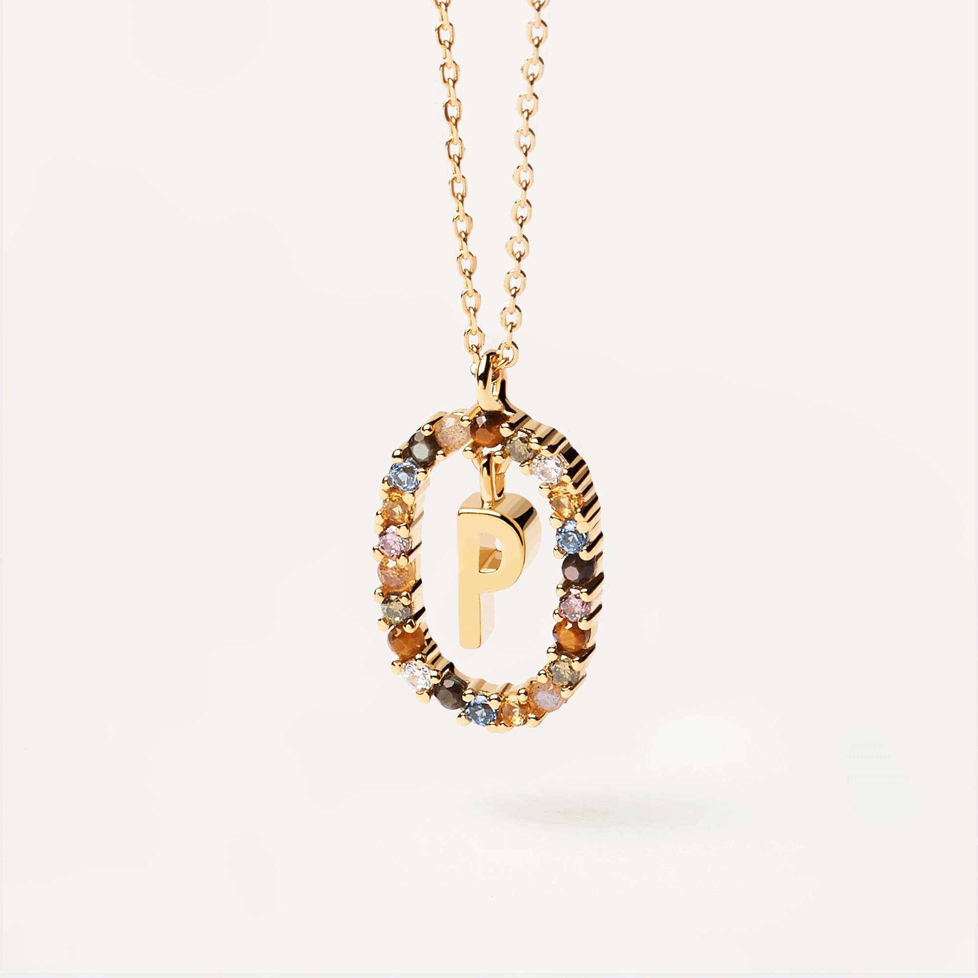 PDPAOLA – Collar con letra P de plata de ley 925, chapado en oro de 18 quilates, joya para mujer