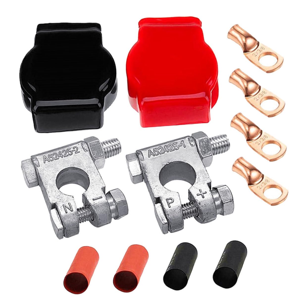 1paire Kit De Connecteurs De Borne De Batterie Lourds Accessoires Pour Véhicules Automobiles Avec Isolante Et Couvercles Pour Connexions Sécurisées
