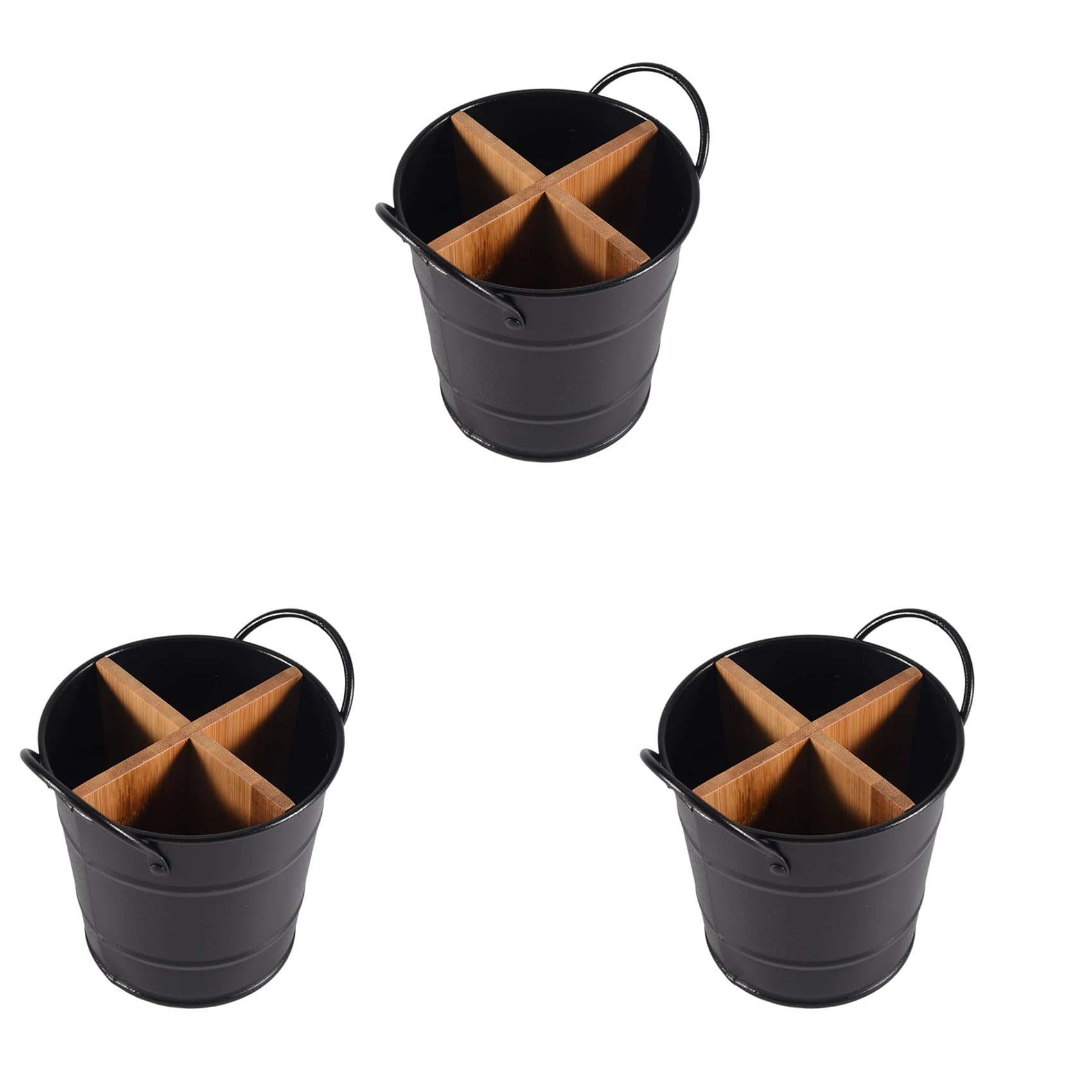Hndhbfgrt 3X Cutlery Organizer Knife Stand Storage Holder Separate Spoon Fork Chopstick Kitchenware Cooking Tool Bucket Black