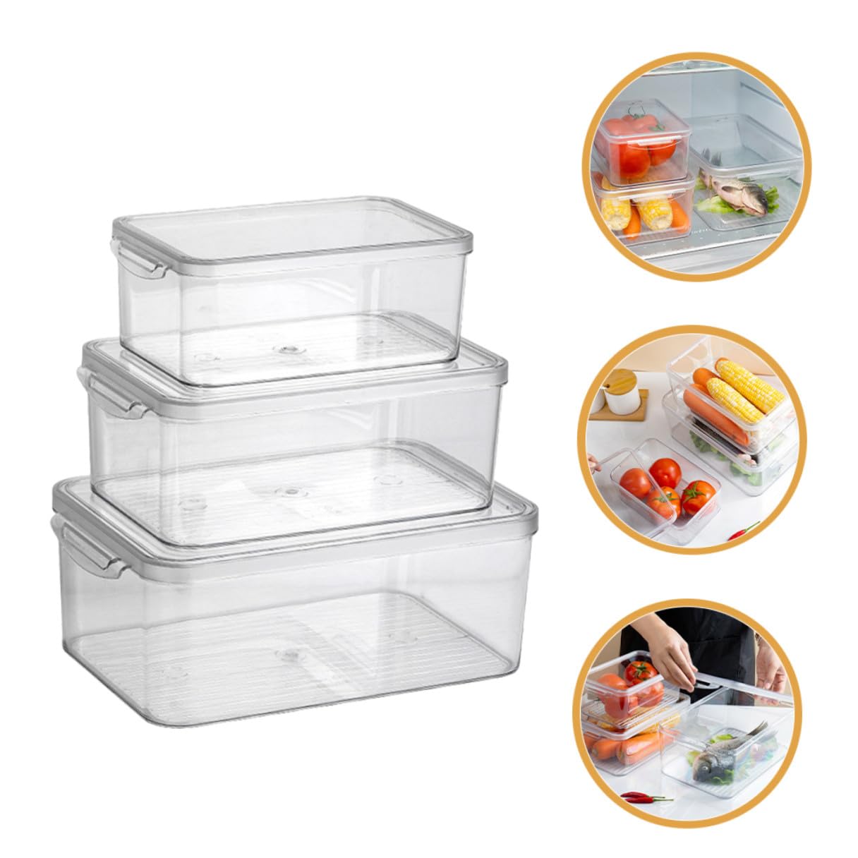 3 Stück Teiliges Kühlschrank Aufbewahrungsbox Transparent Stapelbar Frischhaltedosen Kunststoff Bpa frei Vielseitig für Obst Gemüse Gefrierfach Küche Organizer Wiederverwendbar