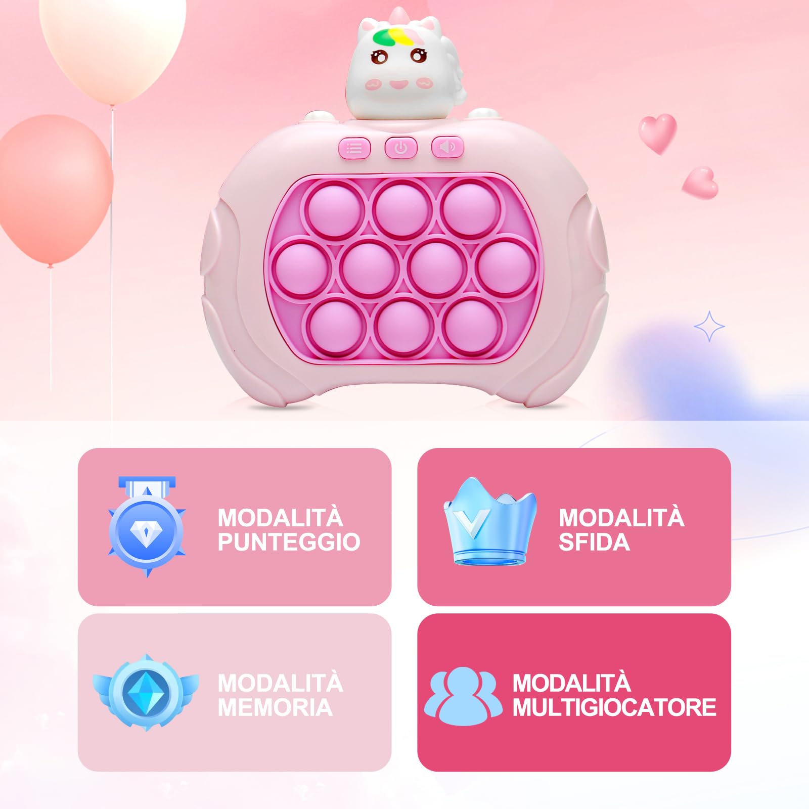 Pop It Elettronico, Gioco Quick Push Bubble Game A Spinta Pop Squeeze Toys Per Bambini Pulsante Puzzle Game Giocattoli Divertenti Regalo Per Bambini E Adulti Bubble Stress(Unicorno)