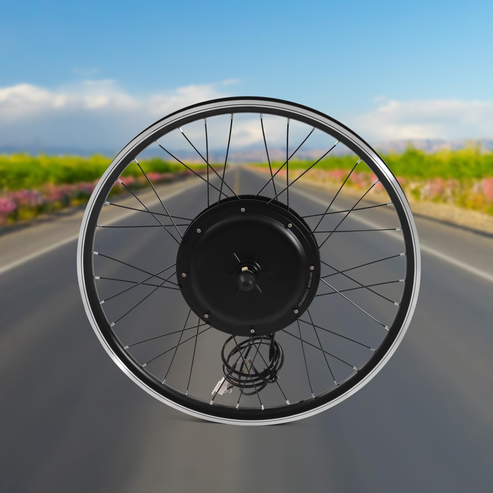 Kit de conversion pour vélo électrique 48 V 1000 W Brushless - Moteur de roue avant 55 km/h 26 pouces - Kit de conversion E-Bike avec écran LCD, contrôleur, poignée et capteur PAS - Moteur électrique