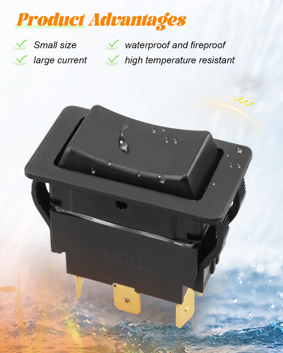 HY60B Push Button Switches 6 Pins Rocker Switch ON-Off-ON Arc Pushbutton Switch for Industrial Electric Power Tools and Machine Tool Equipment Control, 125/250V 20/15A