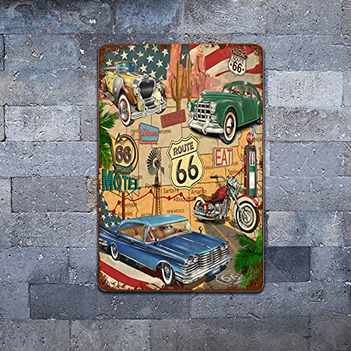 Ujm Route 66 Metal Signs Vintage High Way Diner Wall Decor For Home Kitchen Bar Patio Room Garage Retro Tin Poster Plaque 12"X8" Inch #TOP3