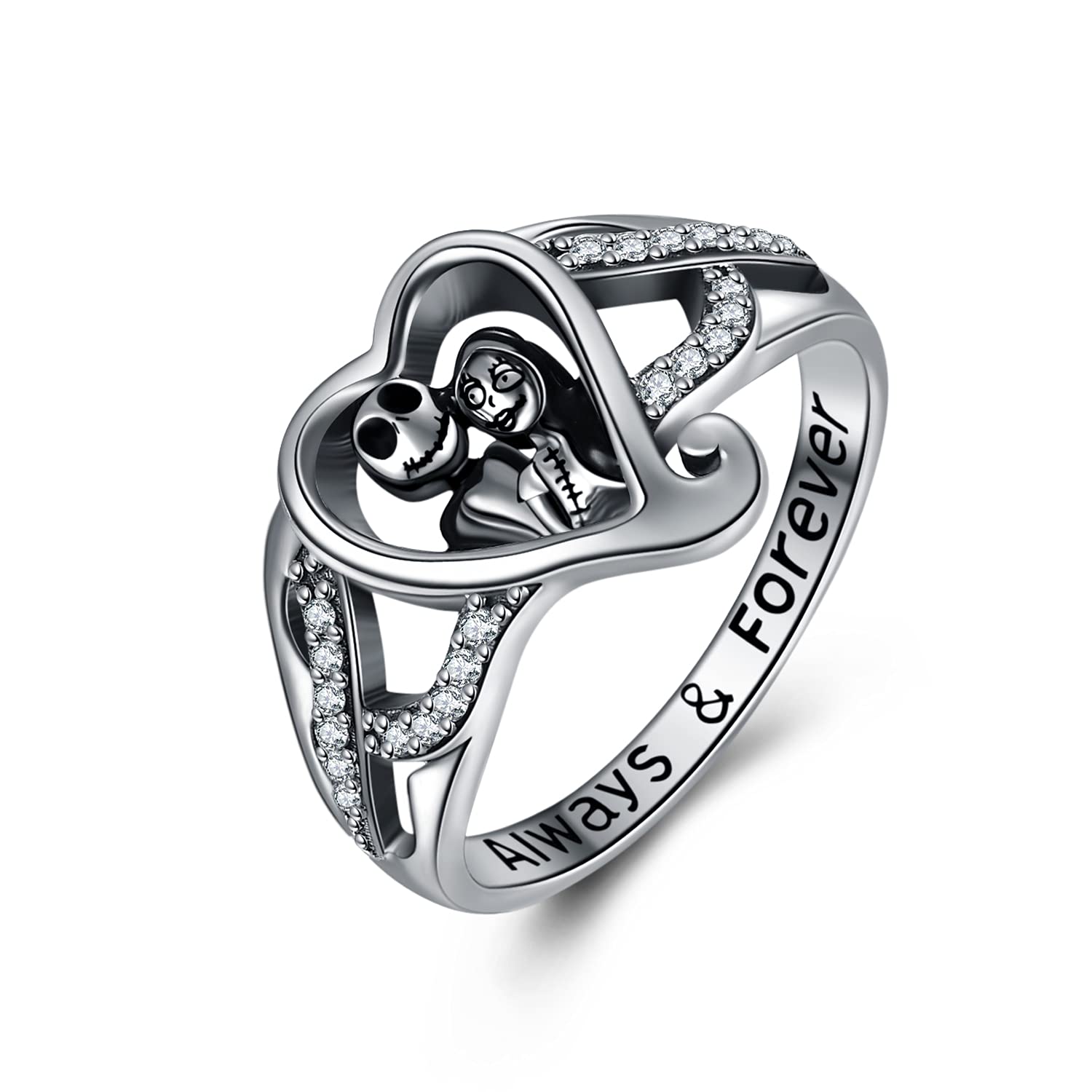 Jack Skellington Ring Sterling Sliver Nightmare Before Christmas Gifts Jack and Sally Jewelry Skull Jewelry Birthday Gifts for Women Girl