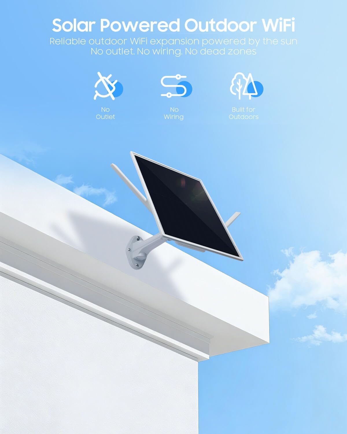 Solar WiFi Extender Outdoor, Solar Powered WiFi Repeater with 15W Solar Panel 26000mAh Battery, IP66 Waterproof Long Range WiFi Booster for Garden Farm Ranch Yard