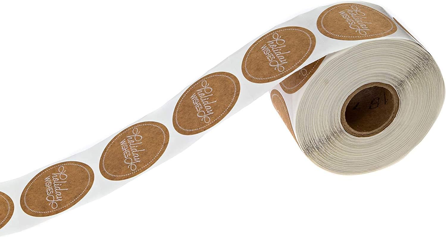 Brown Kraft Holiday Wishes Stickers / 500 Christmas Labels / 1.5" Winter Brown Kraft Envelope Seals/Cozy Hot Chocolate Sticker Roll/Made in The USA image 3