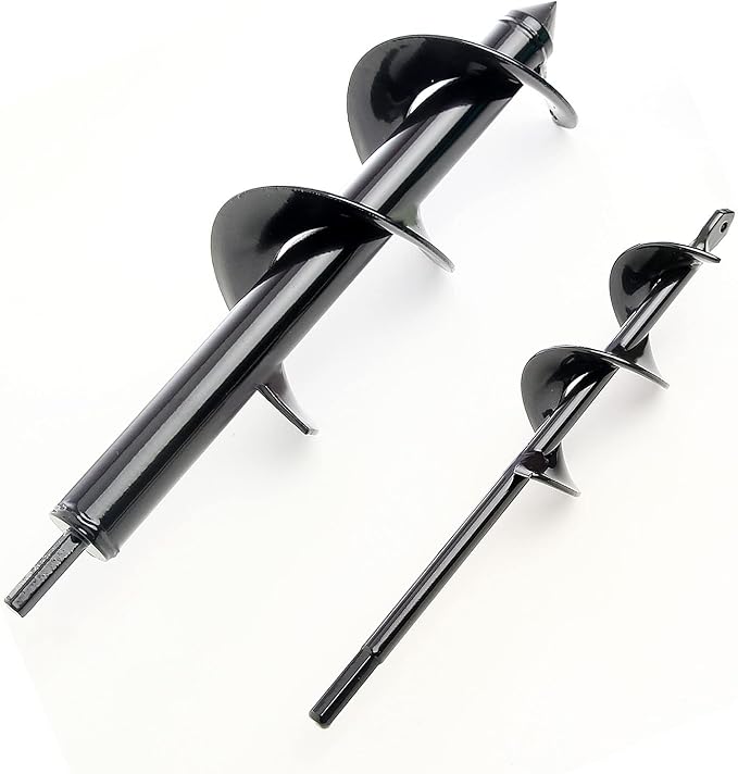 Dirt Auger Drill Bit Set Attachment, 2 PCS Garden Spiral
