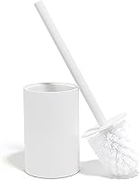YEWDesign Matte White Toilet Brush & Holder - Rustproof Resin, DuraFlex Bristles, Sleek Modern Bathroom Scrubber