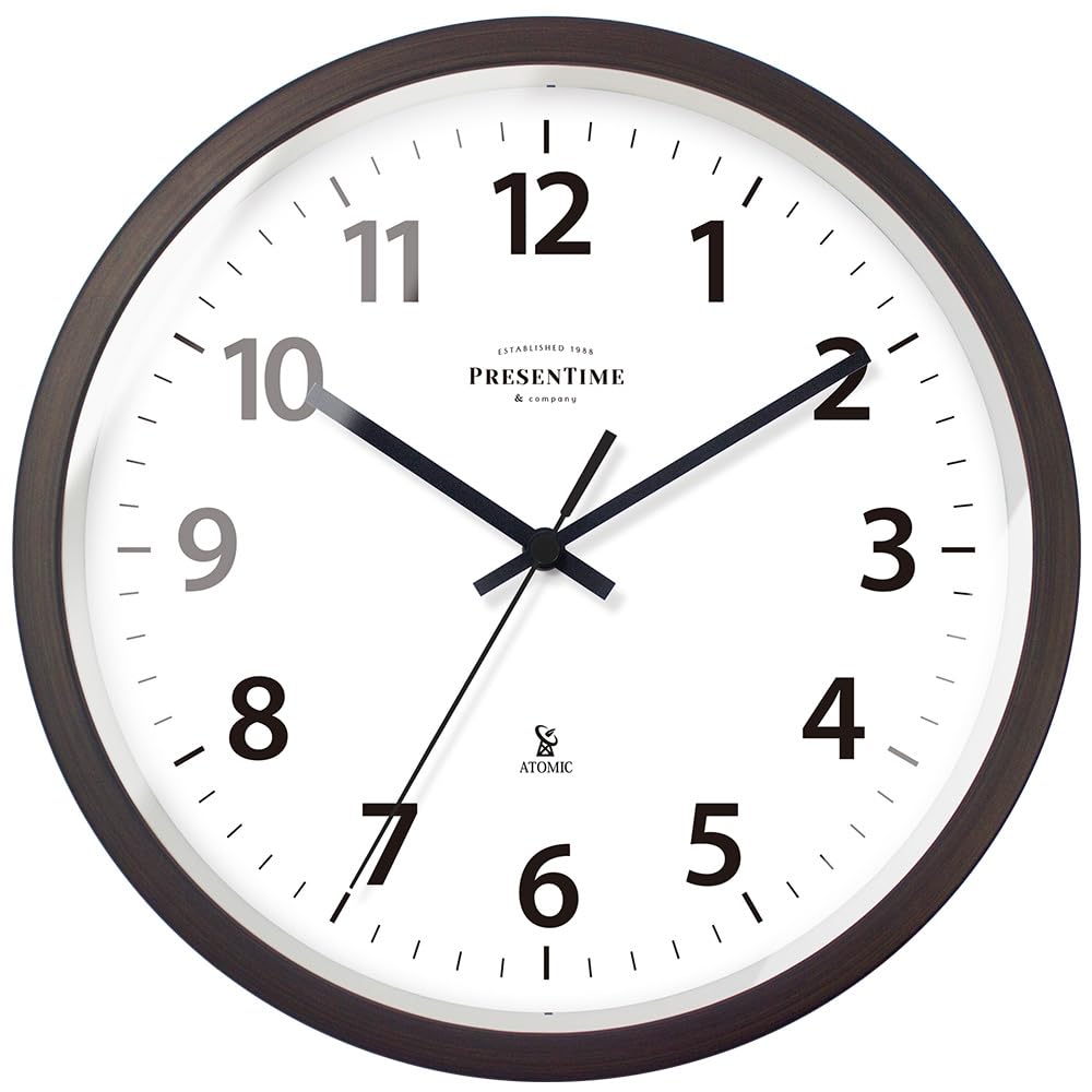 Presentime & Co 10" Atomic Wall Clock, Silent no Ticking, Automatically Sets Itself and Adjust to Daylight Saving Time by WWVB - Oil Rubbed Bronze Finish. (Home Office)
