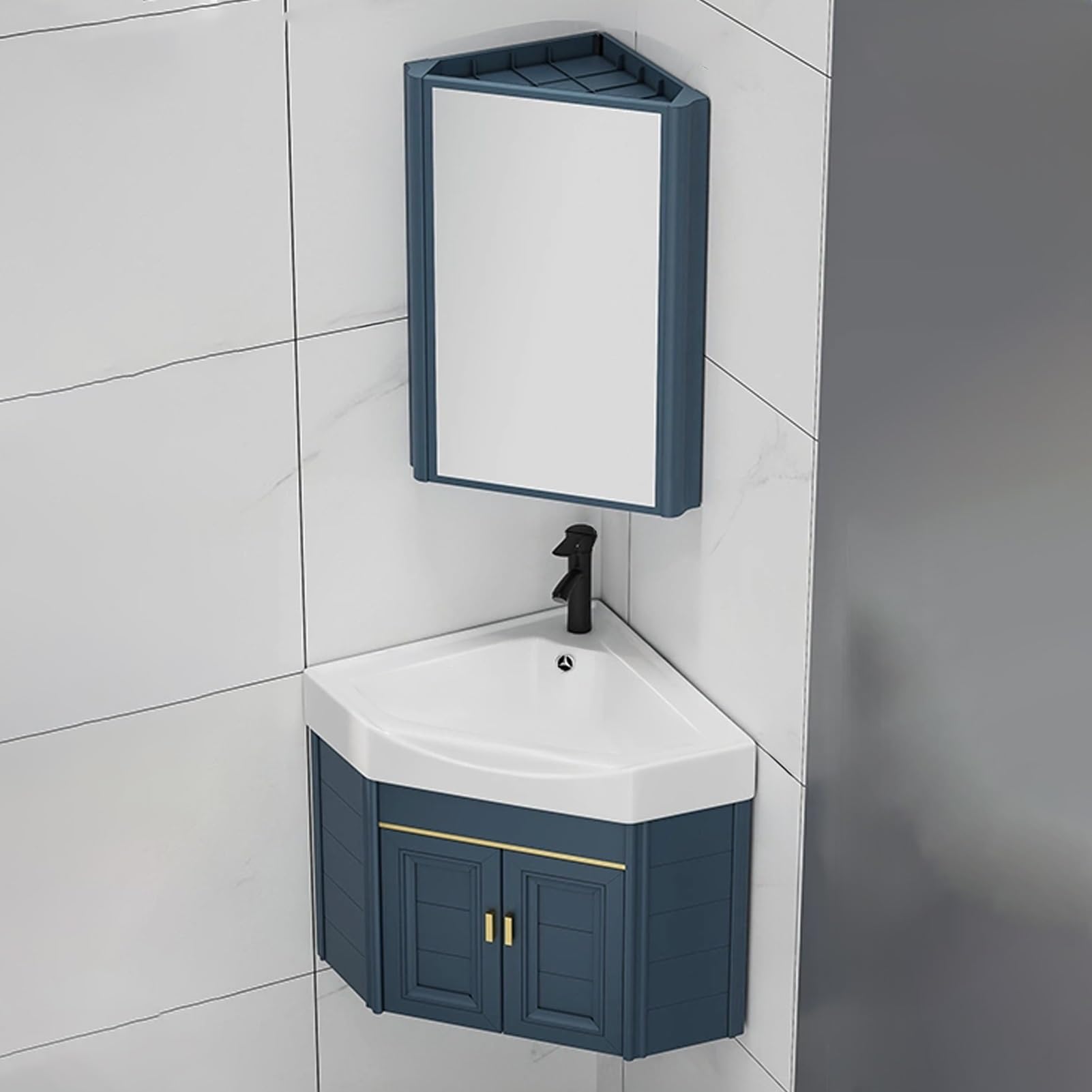 GLJTUO Corner Bathroom Sink Wall Mount Vanity Cabinet for Small Spaces,One Color-47cm/18.5in