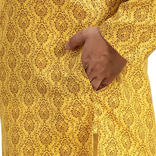 Image of SOJANYA Plus Men's Navy Blue Self-Design Cotton Linen Printed Kurta