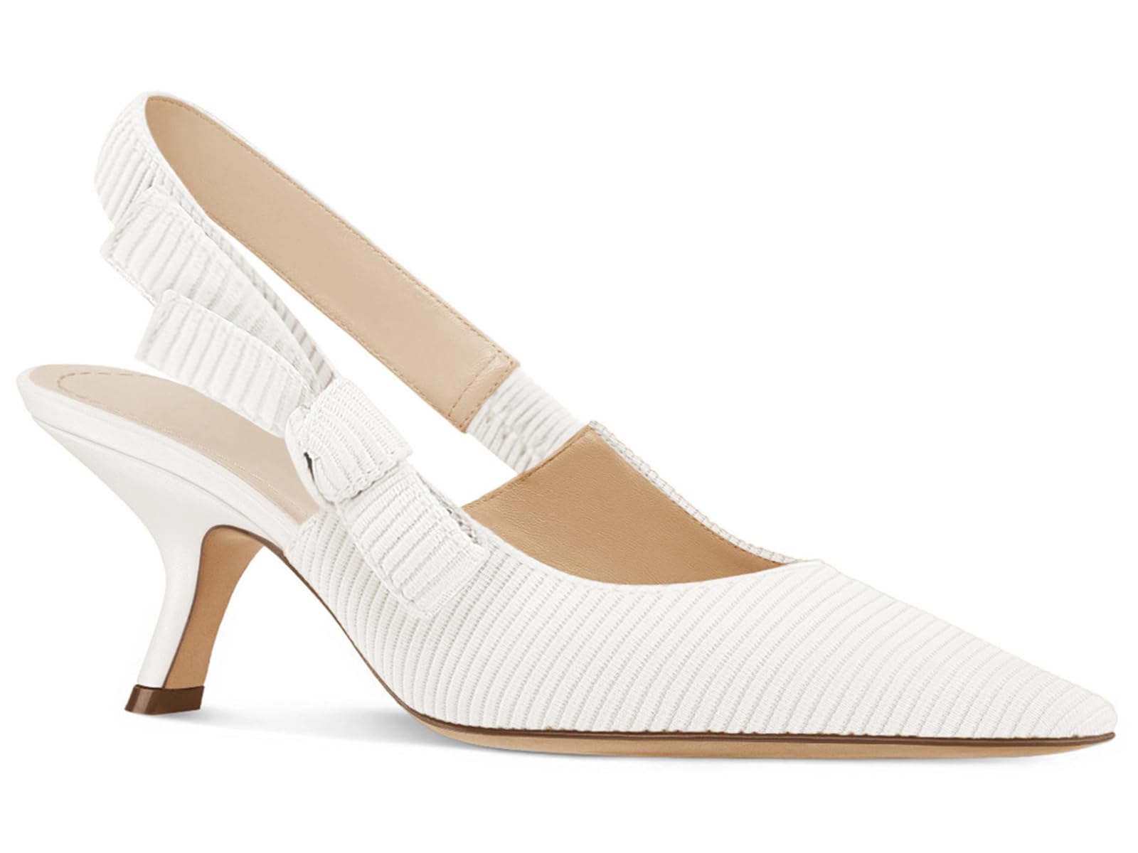 Coutgo Womens Slingback Kitten Heels Closed Pointed Toe Bowknot Knitted Slip On Work Pumps Dress Shoes