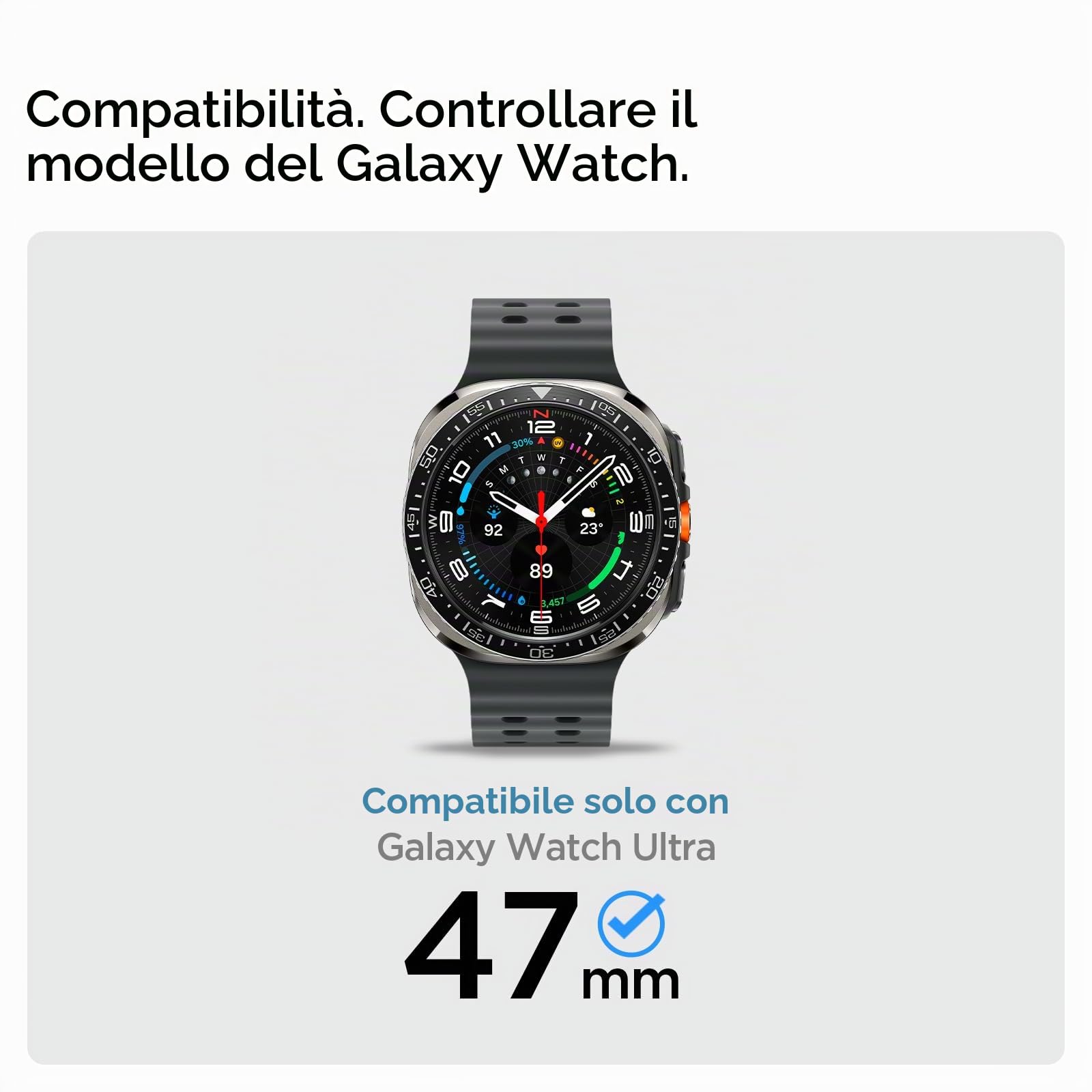 Spigen Cover Rugged Armor Pro con cinturino per Galaxy Watch Ultra 47mm | Custodia unibody in TPU con cinturino, dettagli in fibra di carbonio, bordi rialzati, Modelli 2025/24 - Nero opaco