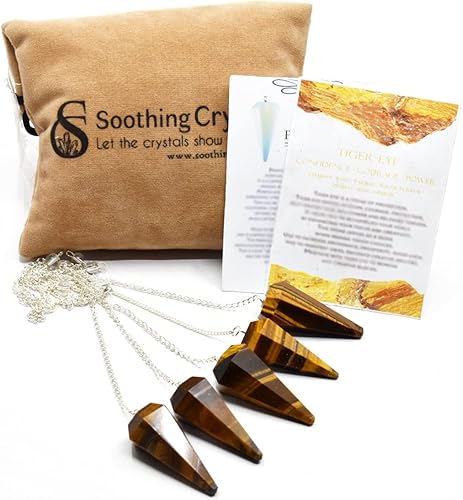 Miniatura 1 de 5 péndulos naturales de ojo de tigre a granel para la curación de chakras de adivinación, regalo ideal con bolsa para llevar y péndulo, tarjetas de