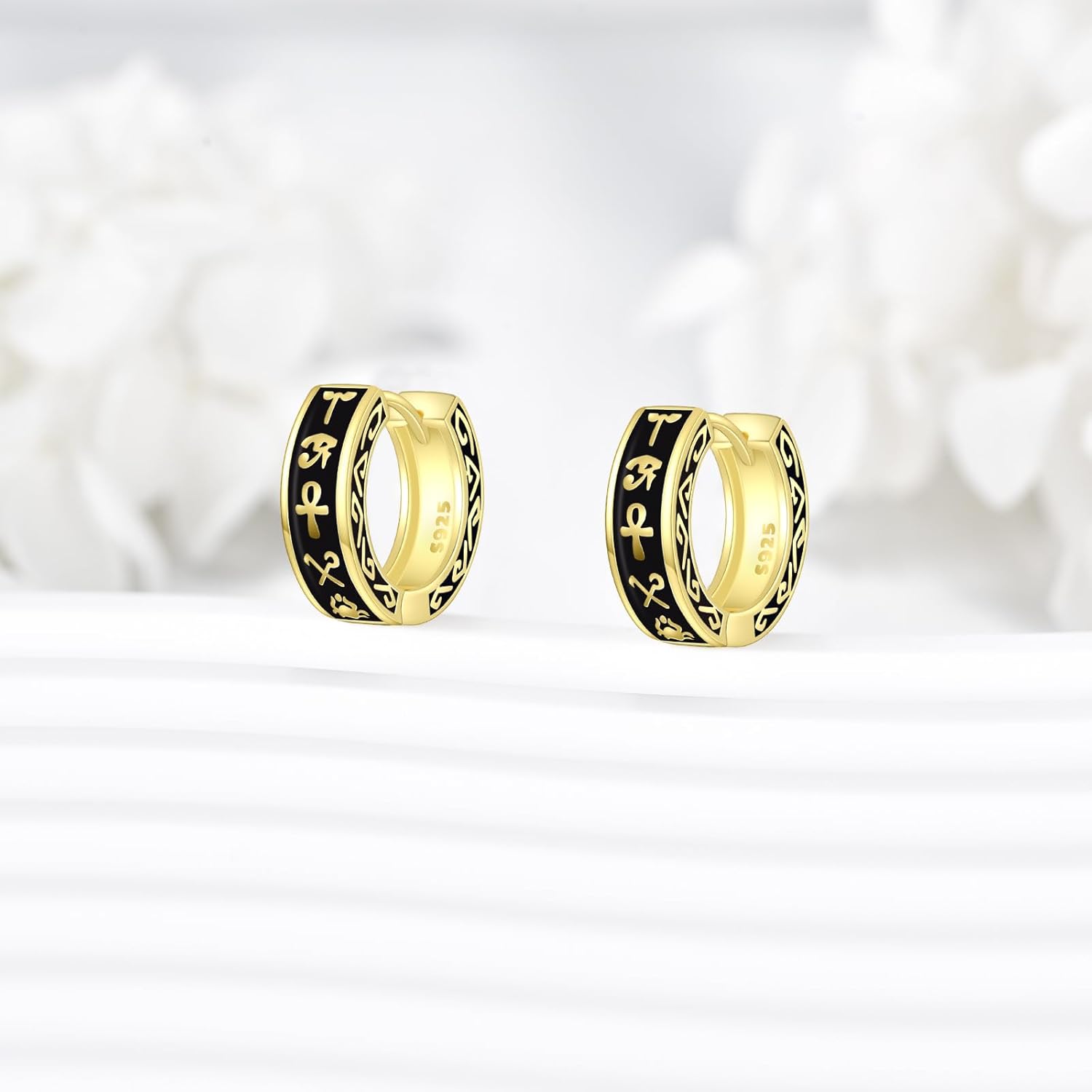 POPLYKE Black Celtic Knot Hoop Earrings 925 Sterling Silver Small Vintage Gothic Punk Rock Hoop Earrings Men… - Image 5