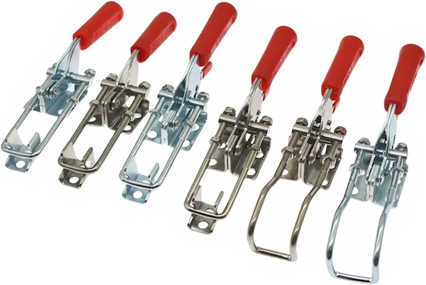 304 Stainless Steel/Iron Galvanized Fixture Lock Buckle Box Buckle Clamp Clamping Tool Quick Press Door Bolt Self-locking(8(1set))