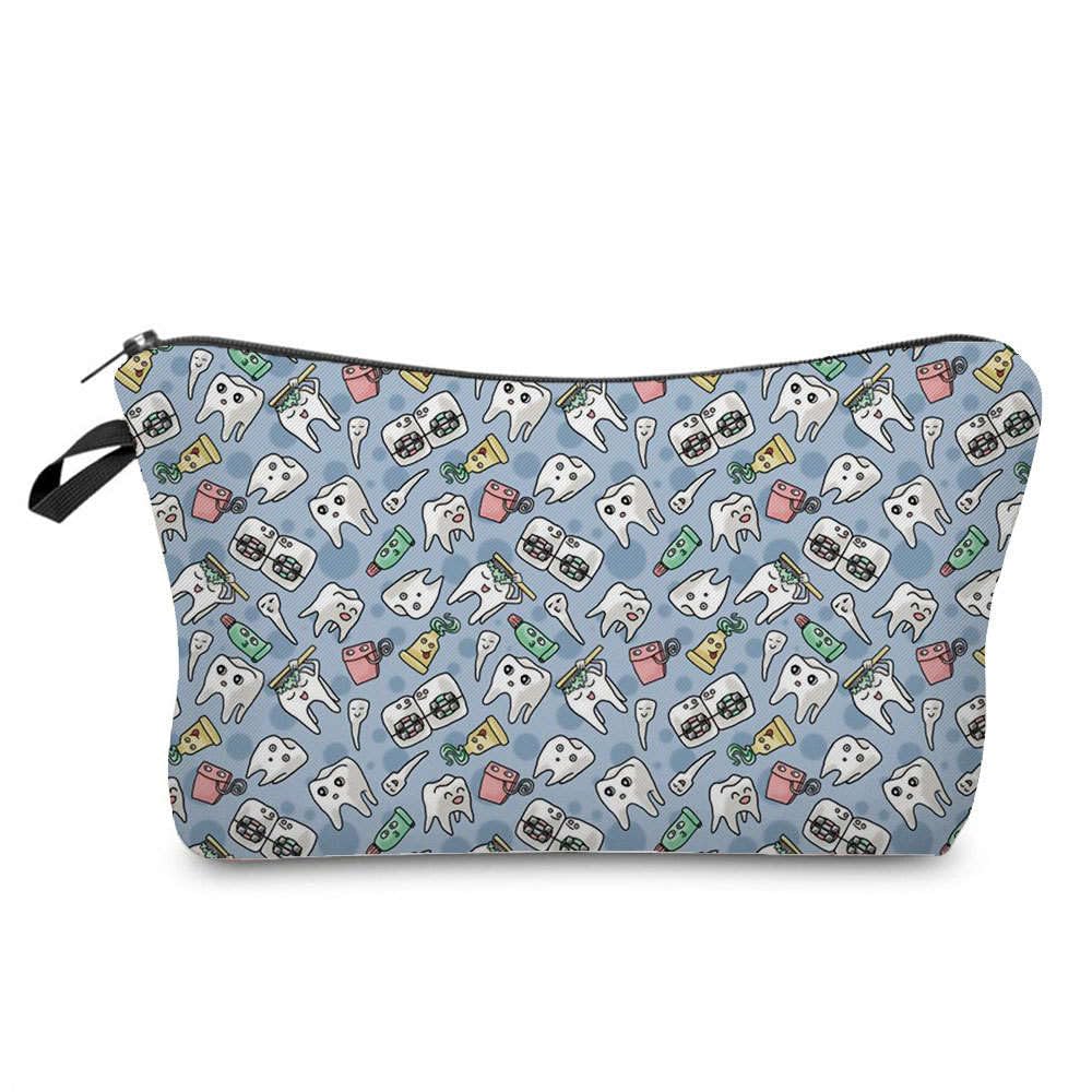 INN Neceser de Enfermera, Bolsa para Maquillaje, Estuche de Viaje, Bolsa de Aseo, Estampado de Enfermera con Cremallera (azulmuelas)