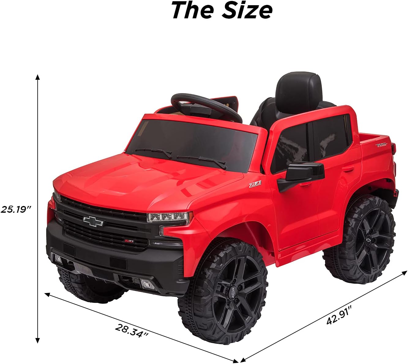 12V Ride on Car, Battery Powered Licensed by Chevrolet Silverado GMC Kids Ride On Truck, Toddler Electric Vehicles Toys w/Remote Control, MP3/Bluetooth, Spring Suspension, LED Light (red)