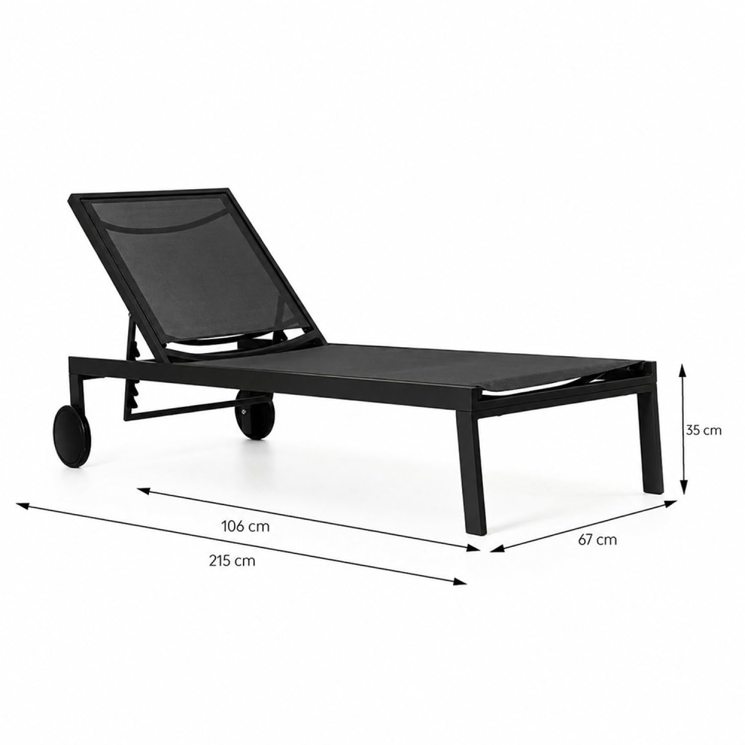 CONCEPT USINE Lot de 2 Bains de Soleil Cuba Noir Aluminium 215 cm