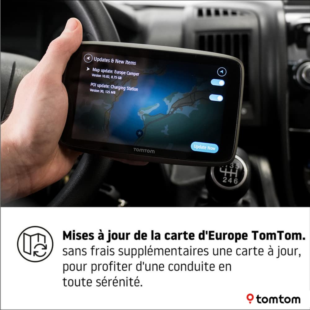 TomTom GPS GO Camper Tour pour Camping-Car et Caravane, écran 6" avec PI pour Camping-Car et Caravane, Mises à Jour Via Wi-FI, TomTom Traffic, Alertes des Zones de Danger et Cartes d'europe