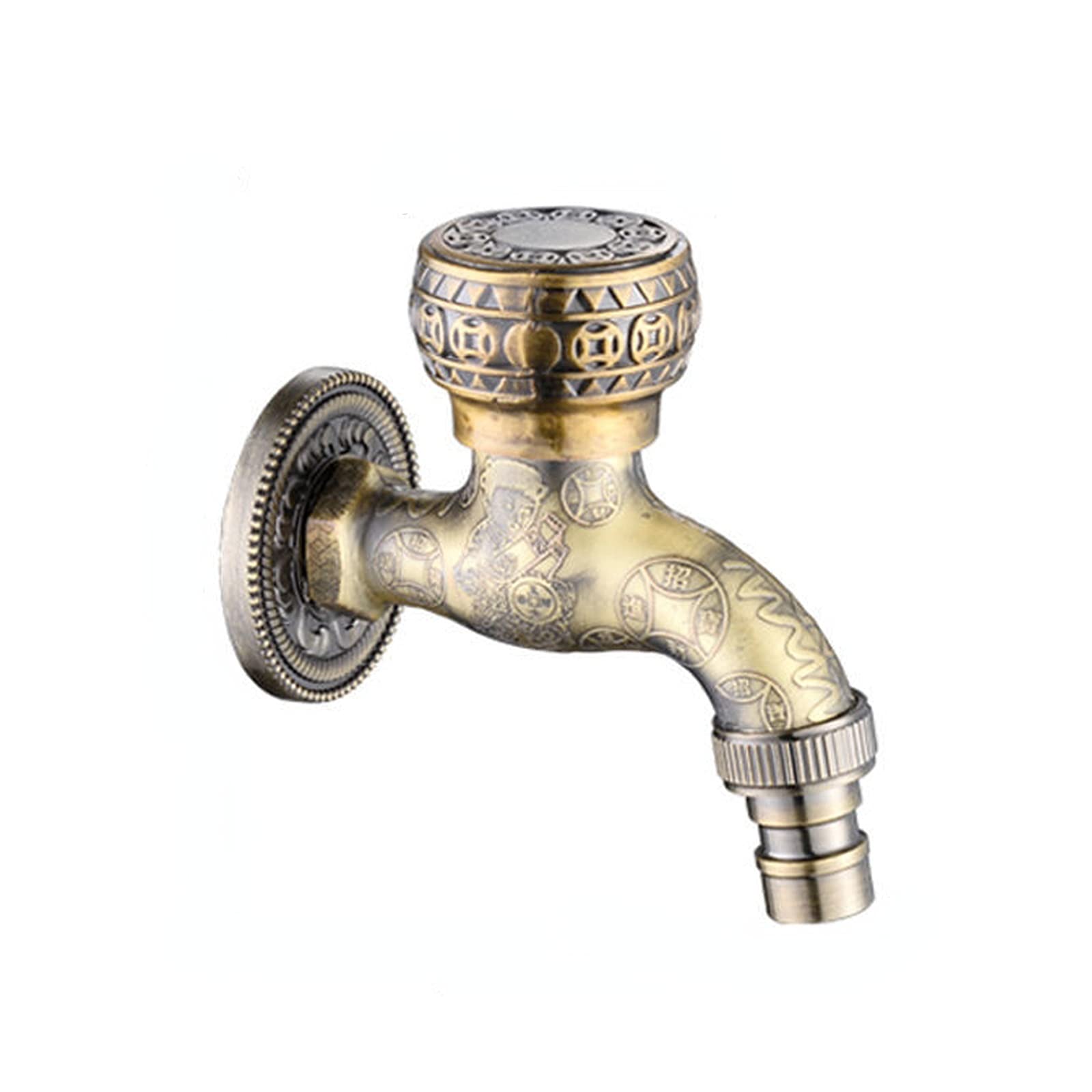 ZYCHSJXA Antique Dragon Carved Garden Faucet Wall Mounted Bathroom Brass Washing Machine Mop Tap Retro Zinc Alloy Outdoor Small Bibcock