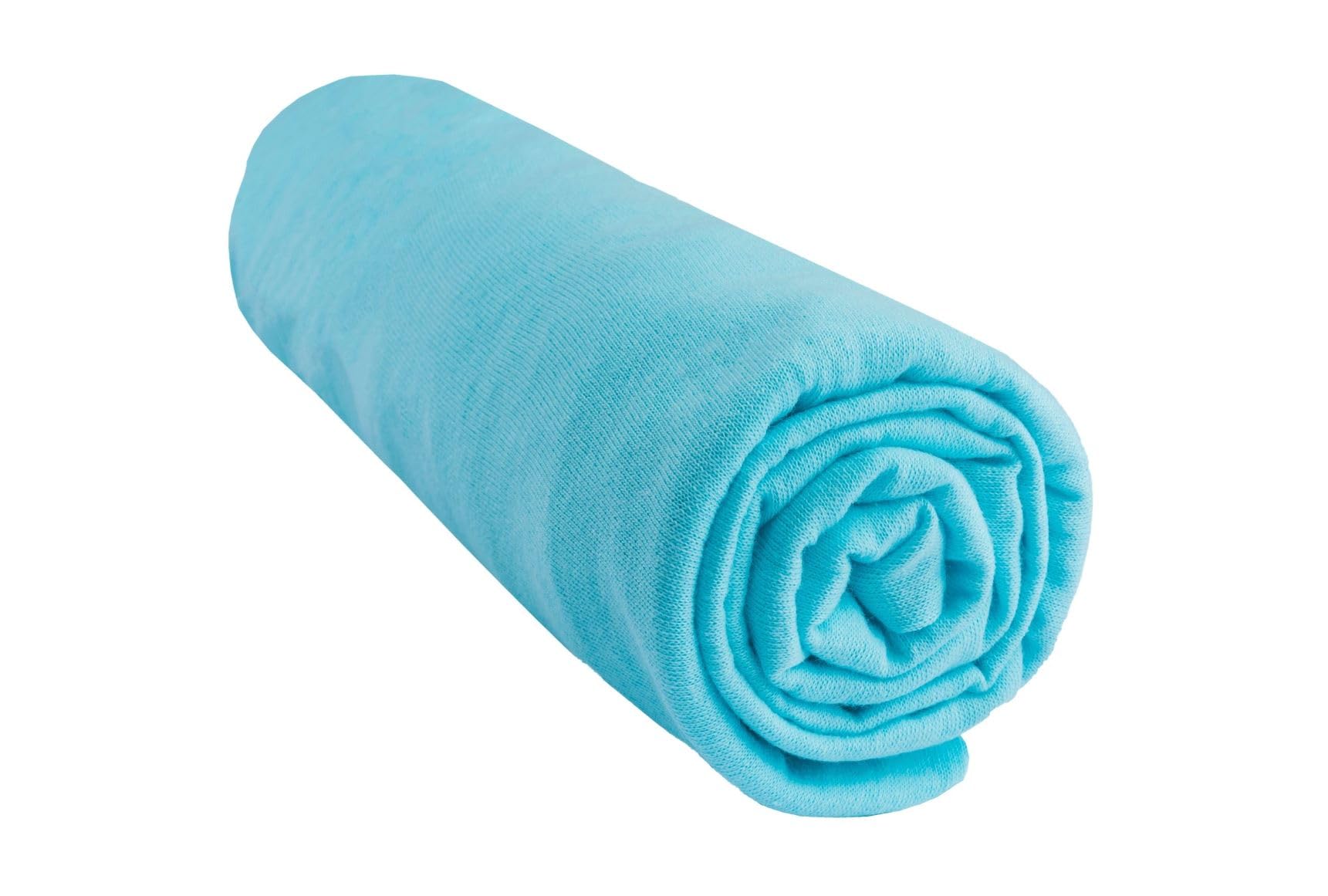 Lenzuolo Con Angoli Elasticizzati Per Bambini 70x140 Cm - Turchese - 100% Jersey Cotone Oeko-Tex - 5