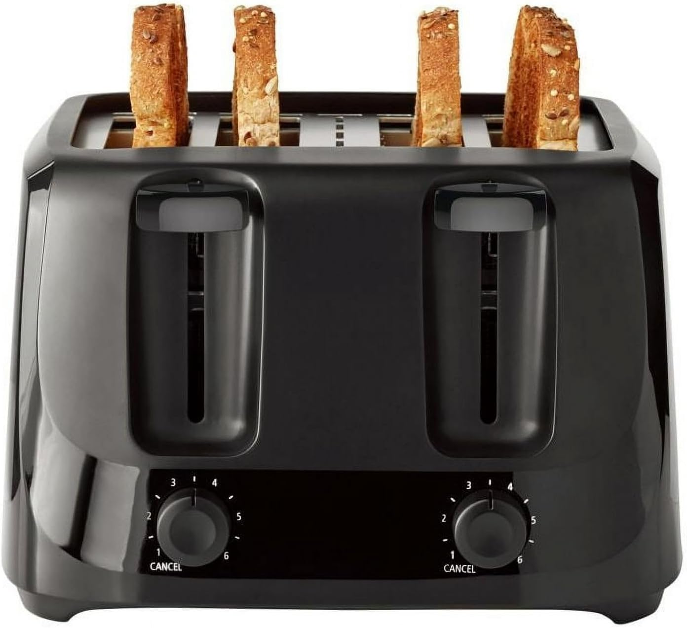 Mainstays 4-Slice Toaster Black with 6 Shade Settings and Removable Crumb Tray