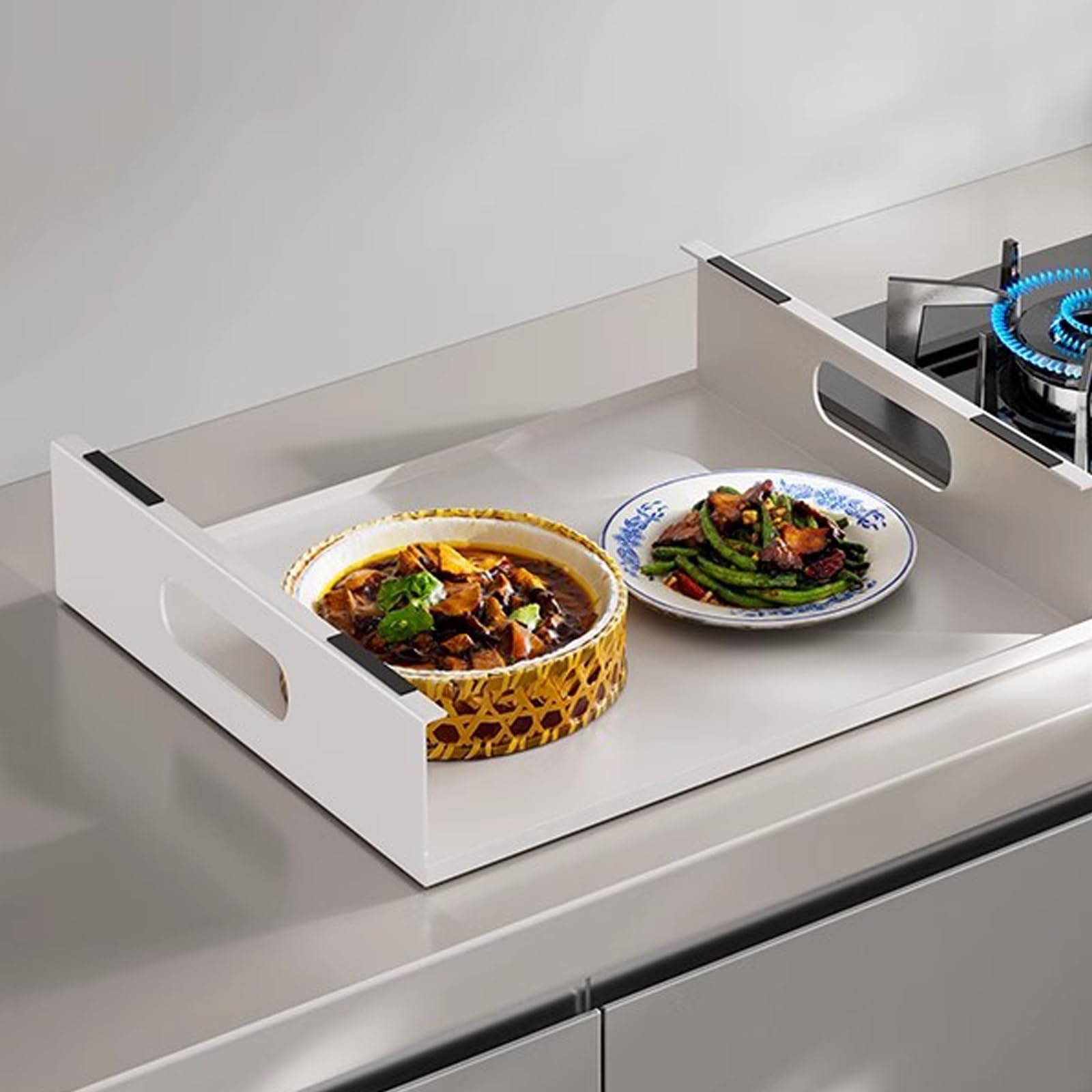 Tapa Encimera Gas, Cubiertas Multiusos para Protector Cocina Gas, Cubre Encimera, Amplia el Espacio de la Cocina, Rejillas de Cocina(Black,35x48cm/14x19in)