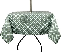 Vista 41 de Stripe Outdoor Tablecloth Water Resistant Polyester Fabric Table Cover with Zipper Umbrella Hole for Garden Patio Tabletop 60Inch Round,Black