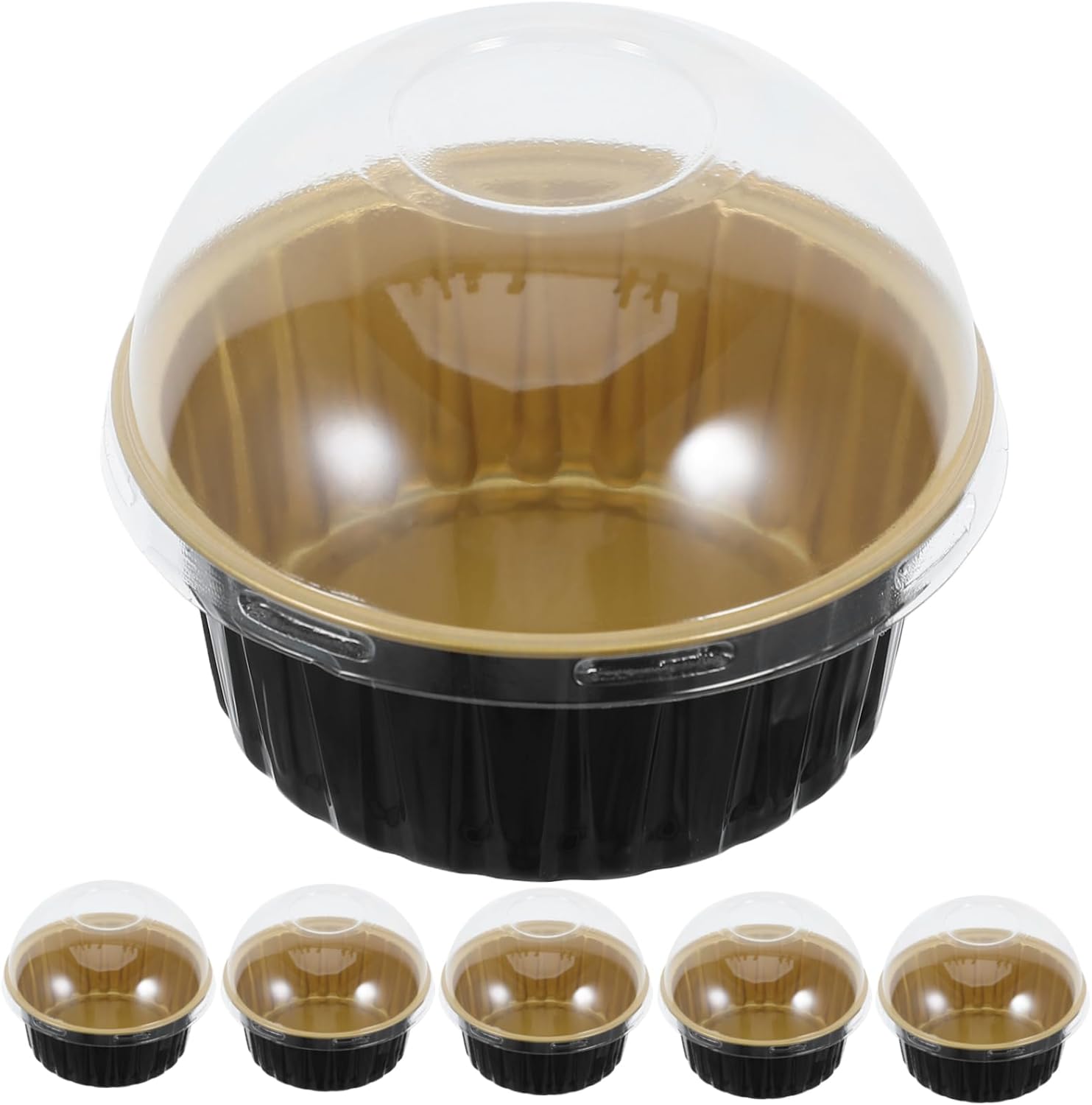 LIFKOME 100pcs Aluminum Foil Baking Cups Lids Heat Resistant for Mini Cakes Brownies Puddings