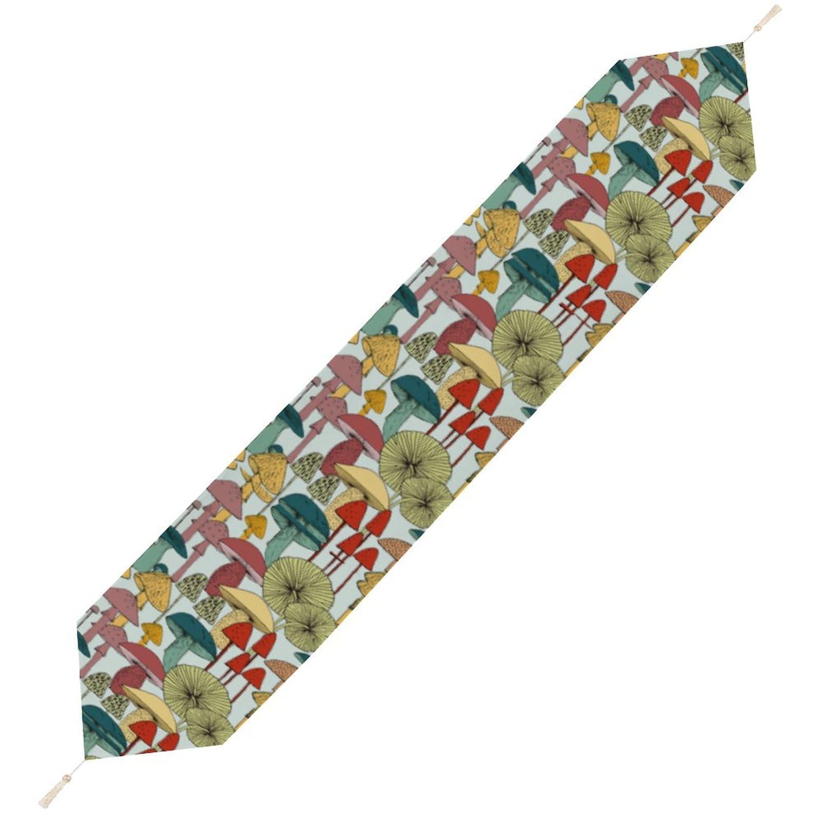JZemdybill 229*33cm Table Runner with Tassel, Mushrooms Table Runner, Table Decoration for Kitchen, Party, Restaurant