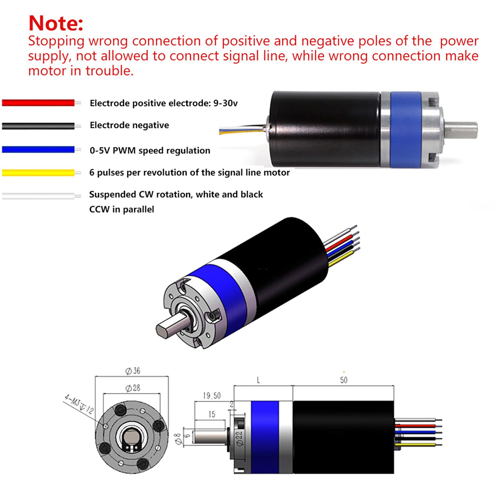 Motorreductor, Motor Sin Escobillas de Cc Piezas Mecánicas Engranaje de Metal Eléctrico Motor de 12V Resistente Al desgaste de Poco Ruido de Alto de 36 Mm(60RPM)