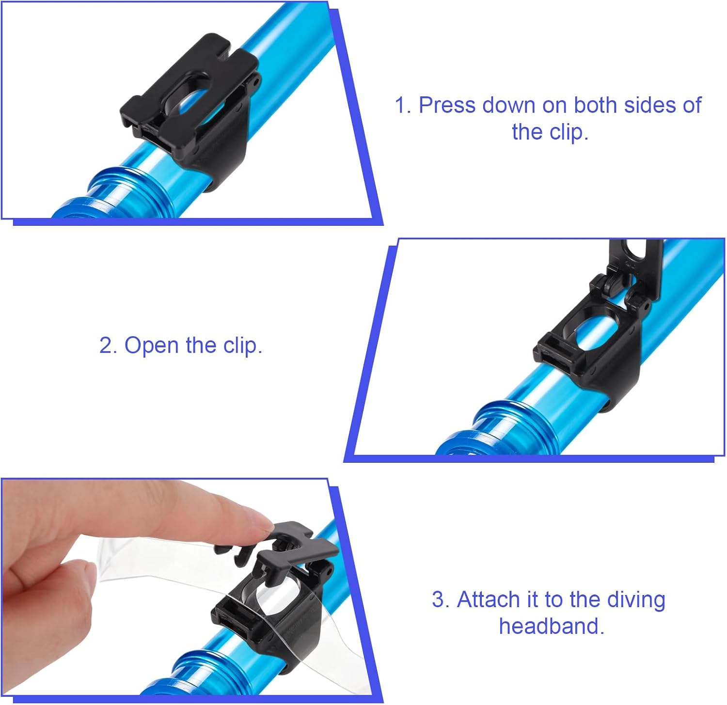 4pcs Universal Snorkel Clips Plastic Scuba Diving Snorkel Attachment Clips